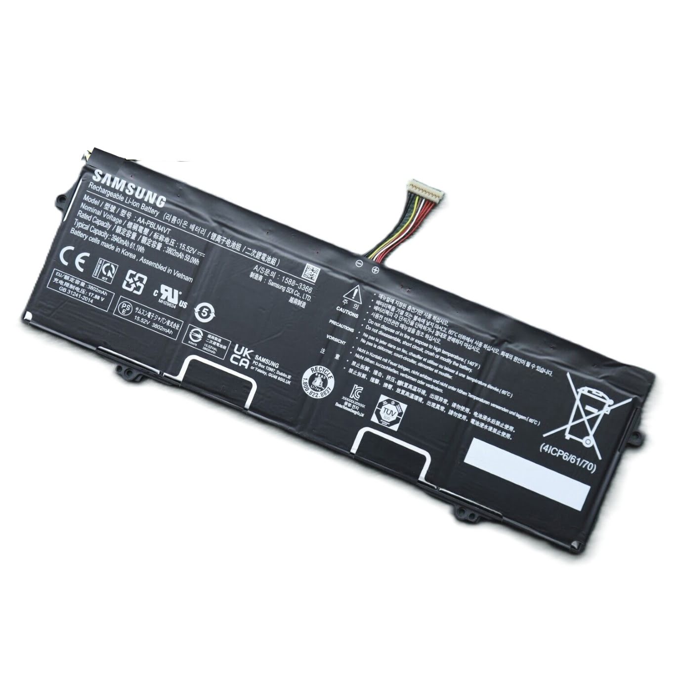 AA-PBLN4VT replacement Laptop Battery for Samsung Galaxy Book2 360 13, Galaxy Book2 360 NP730QED-KA1BE, 15.52v, 3802mah / 59wh, 4 cells