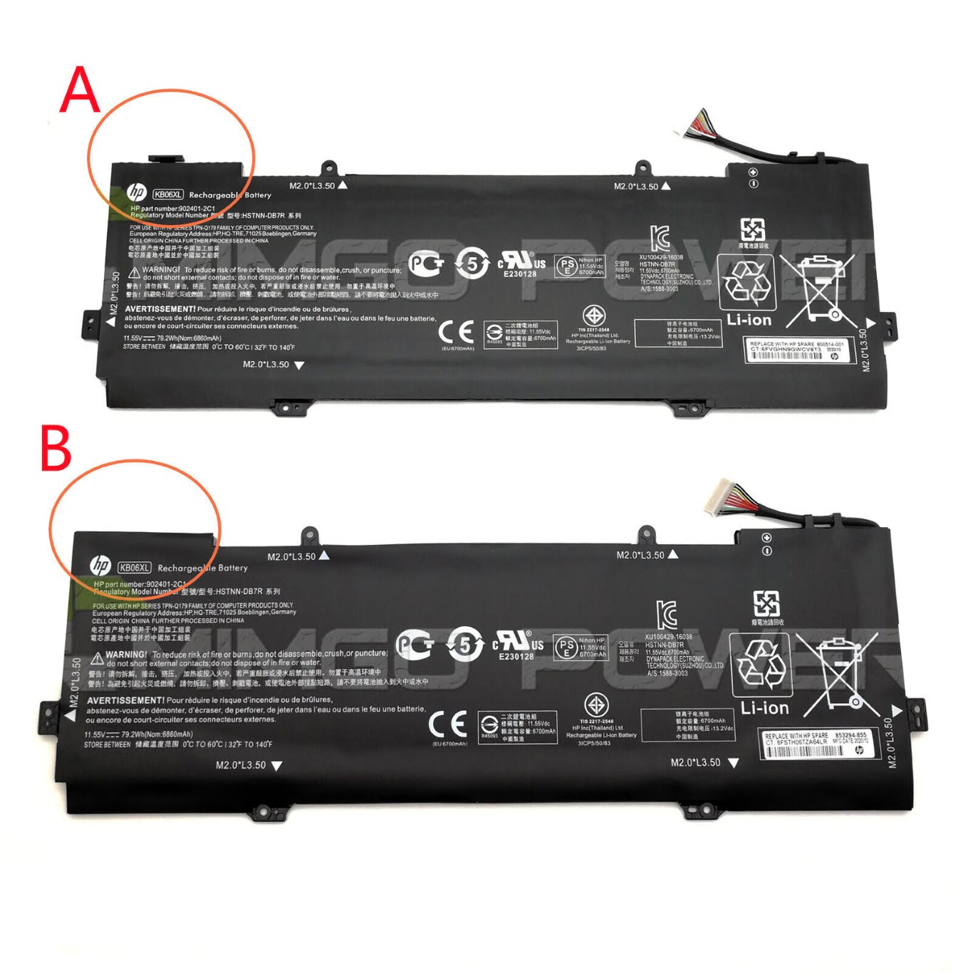 902401-2C1, 902499-855 replacement Laptop Battery for HP Spectre x360 15-b, Spectre x360 15-bl000, 11.55v, 79.2wh, 6 cells