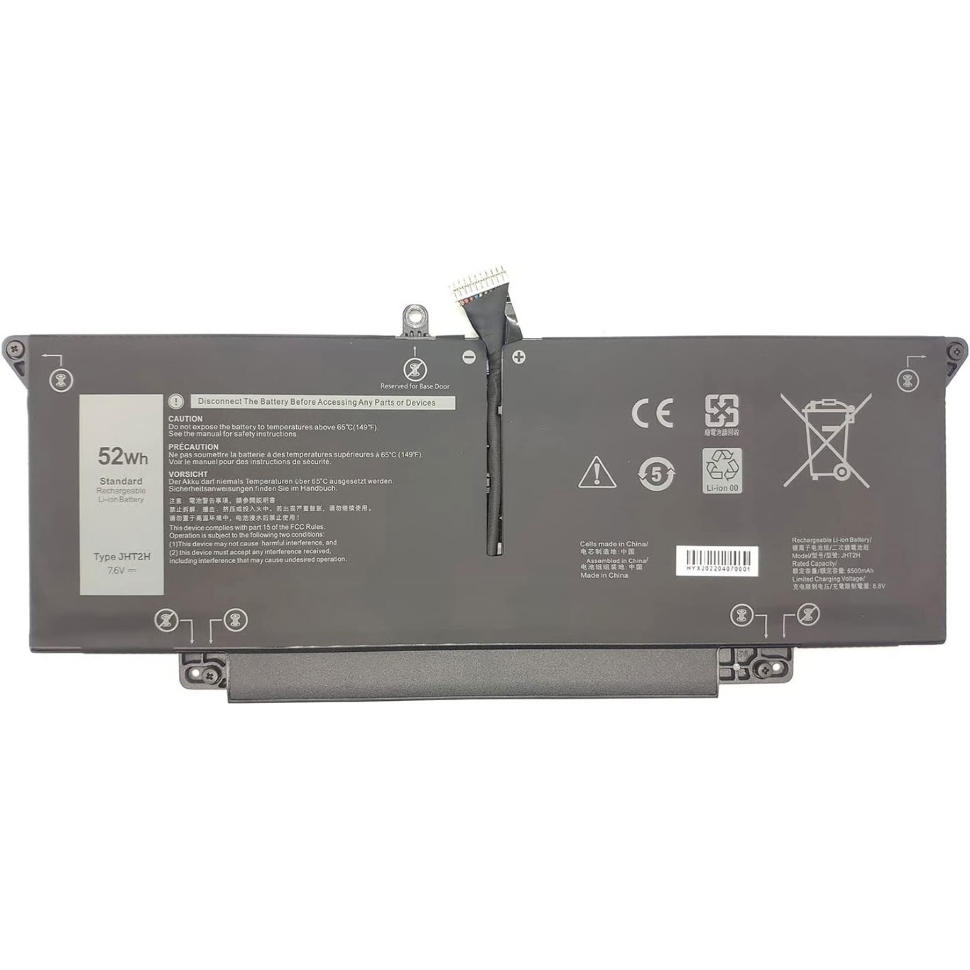 7CXN6, HRGYV replacement Laptop Battery for Dell Latitude 7310 0HKD9, Latitude 7310 1236G, 7.6V, 52wh
