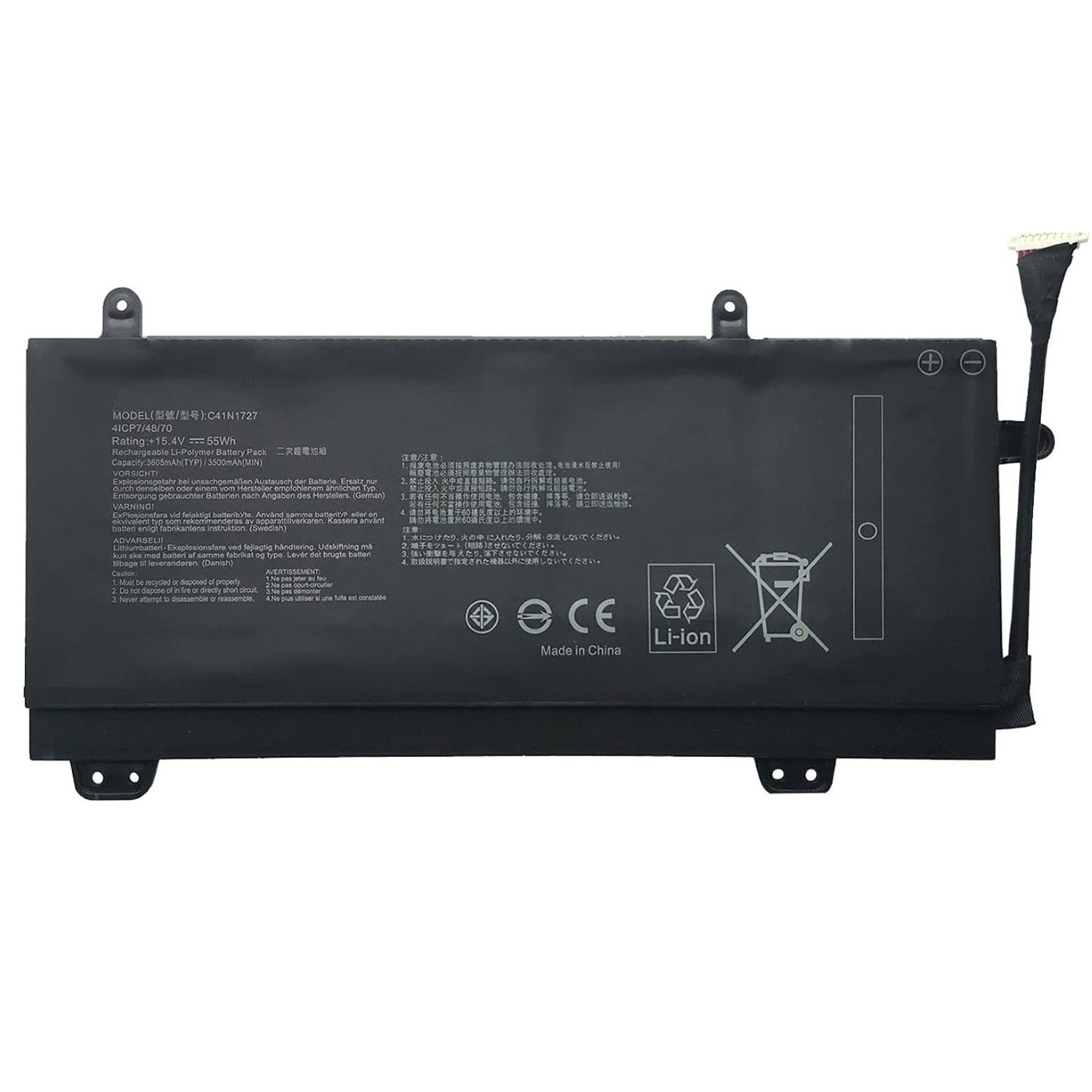 0B200-02900000, 4ICP7/48/70 replacement Laptop Battery for Asus GM501GM, GM501GM-0021A8750H, 15.4v, 55wh