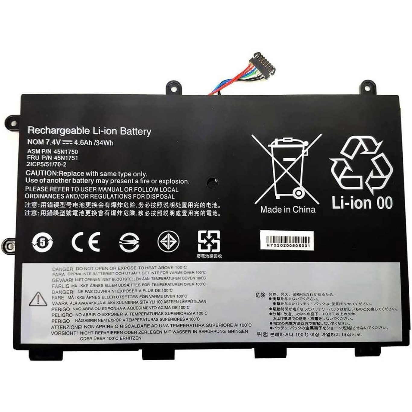 45N1748, 45N1749 replacement Laptop Battery for Lenovo 20D9A008CD, ThinkPad 11e(20D9-90006AU), 7.4V, 34wh